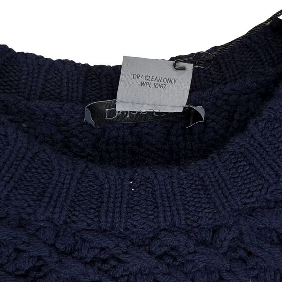New Dylan Gray Men Navy Merino Wool Sweater Cabled Yoke Pullover US L - Picture 9 of 11